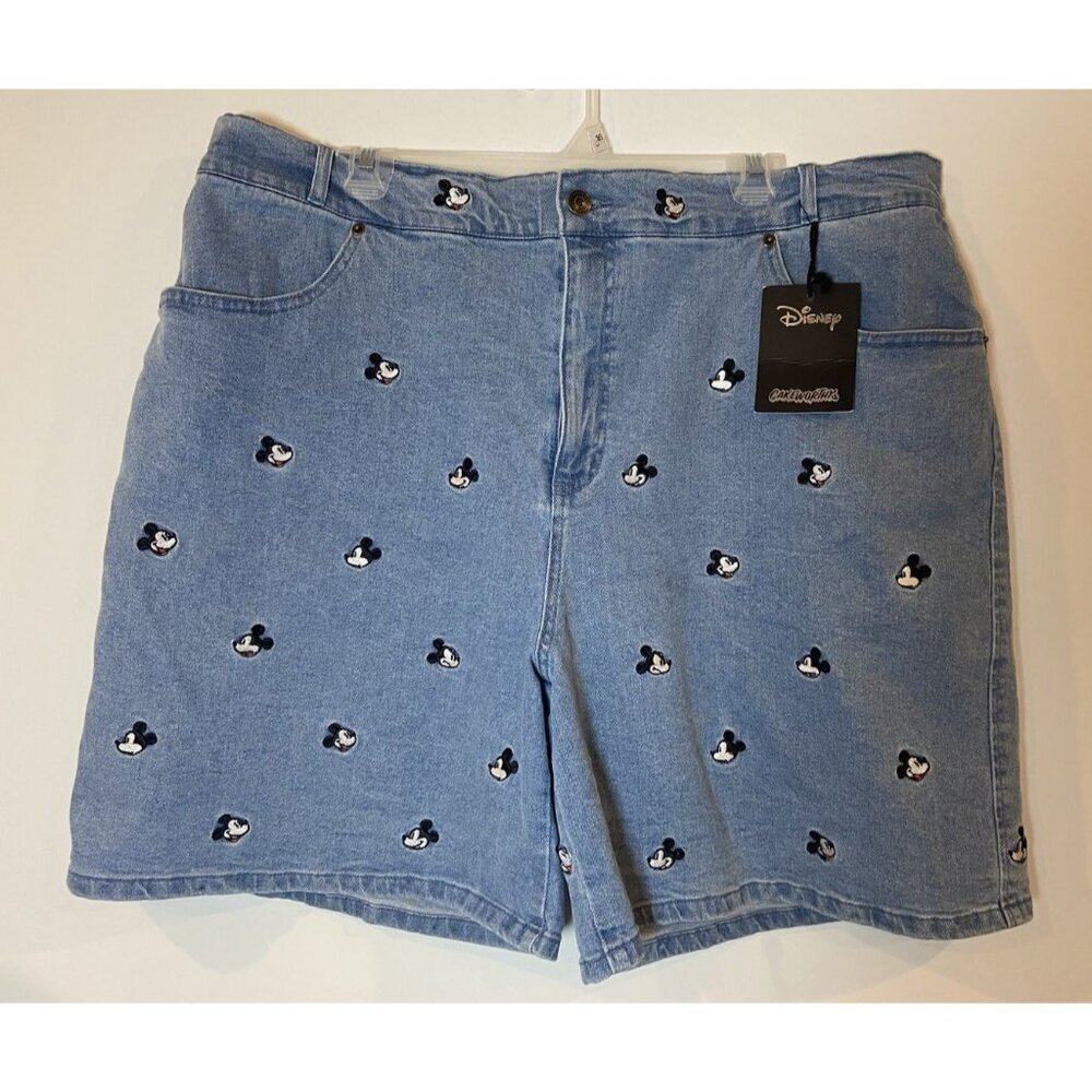 NWT Cakeworthy Disney Denim Shorts Mickey Mouse Embroidery Unisex Size 40 New